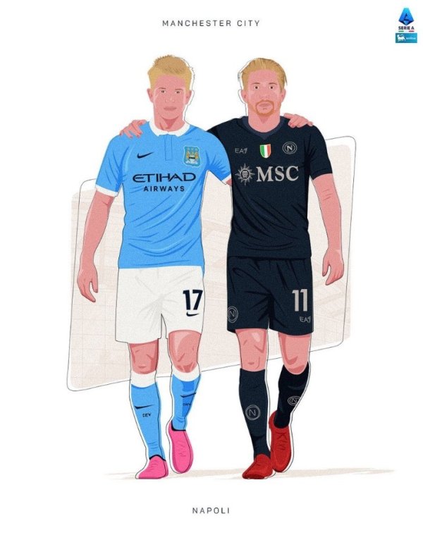 Serie A official poster to preheat Naples vs Manchester City: past and present de Bruyne