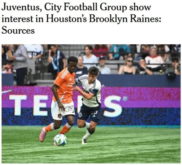 TA: Juventus and City Group are interested in Houston’s 20-year-old midfielder Brooklyn Reigns
